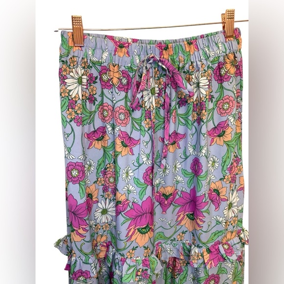 Vibrant Floral Maxi Skirt - Pink and Green - Picture 3 of 4
